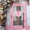 Pink Let It Snow Wooden Hanging Sign Xmas Winter Snowflake Door Wreath Decor with Bow Berries for Indoor Outdoor Home Farmhouse Porch Wall Window Decor Christmas Welcome Sign